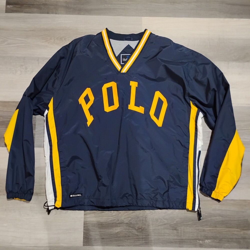 Vtg Holloway Windbreaker Jacket Mens Medium Blue Yellow